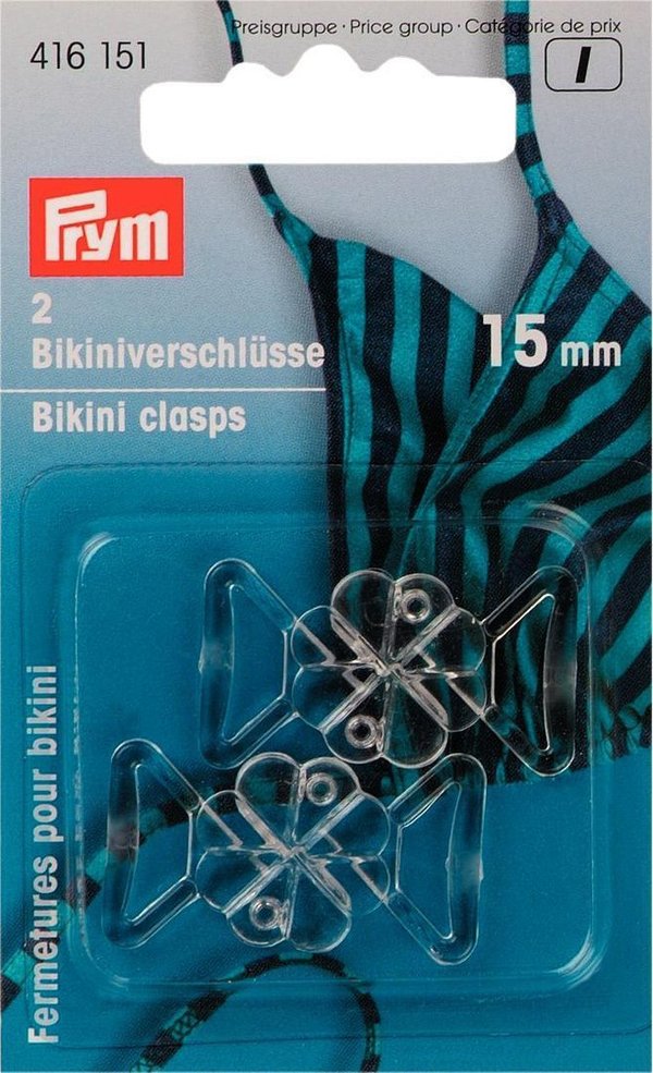 Bikiniverschlüsse transparent Kleeblatt 15mm