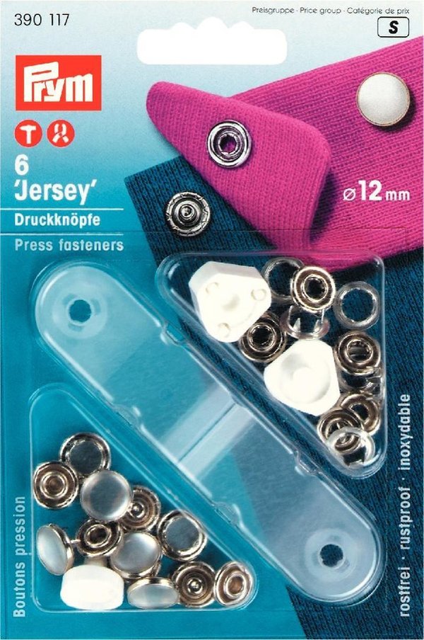 Druckknopf nähfrei Jersey Perlkappe weiß | 12mm (6 Stk.)