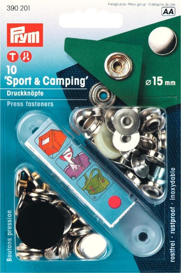 Druckknopf nähfrei "Sport & Camping" silberfarbig | 15mm (10 Stk.)