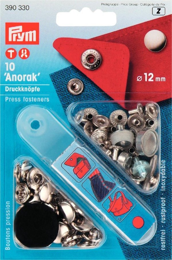 Druckknopf nähfrei Anorak silberfarbig | 12mm (10 Stk.)