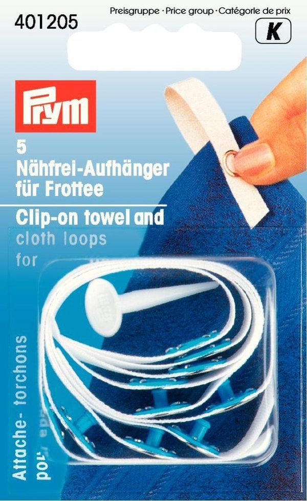 Nähfrei-Aufhänger/ Handtuch-Clips Frottee weiß